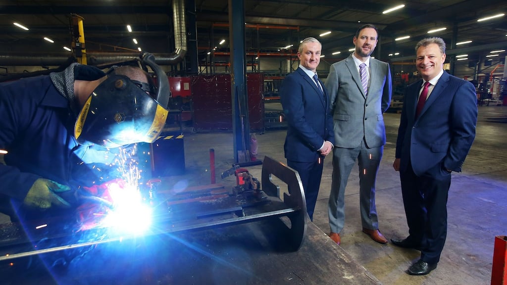 Barry O’Neill, sales director of Global Equipment Spares; John McClenaghan, managing director; and Invest NI’s Jeremy Fitch