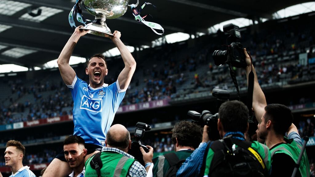 Dublin’s Cormac Costello celebrates after their victory over Tyrone to win the All-Ireland SFC for the fourth time in a row. Photo: Tommy Dickson/Inpho