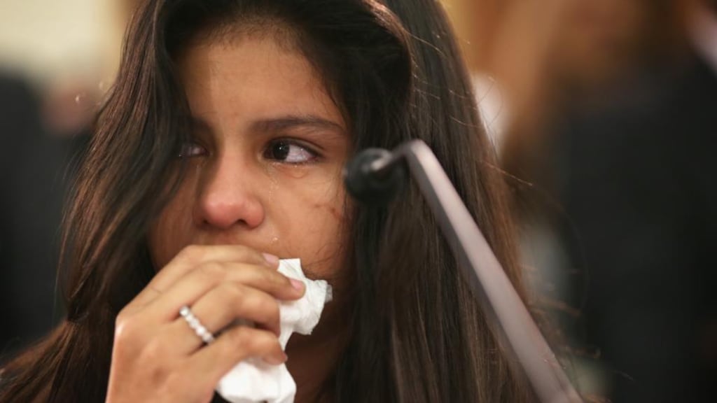Mayeli Hernandez who was forced to leave    Honduras as a 12-year-old due to increasing violence. Amnesty International governments paid lip-service to protecting civilians last year while “failing miserably”. Photograph: Alex Wong/Getty