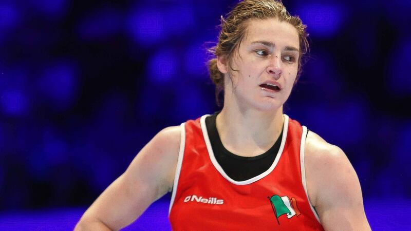Katie Taylor after her shock defeat in Astana. Photograph: Inpho