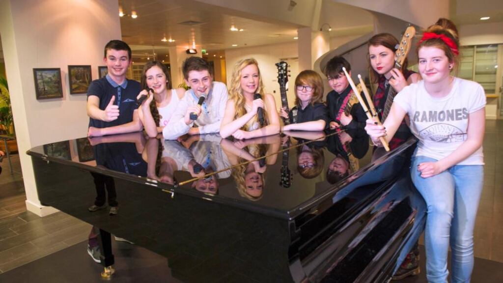 Members of the Academy of Popular Music Junior Band in the Cork School of Music: Sam O’Brien, Amy Brennan, Jerry Horgan, Holly O’Connor, Cian Mullane, Jake O’Driscoll, Shauna Coffey and Kate Dunlea. Photogrpah: Michael Mac Sweeney/Provision