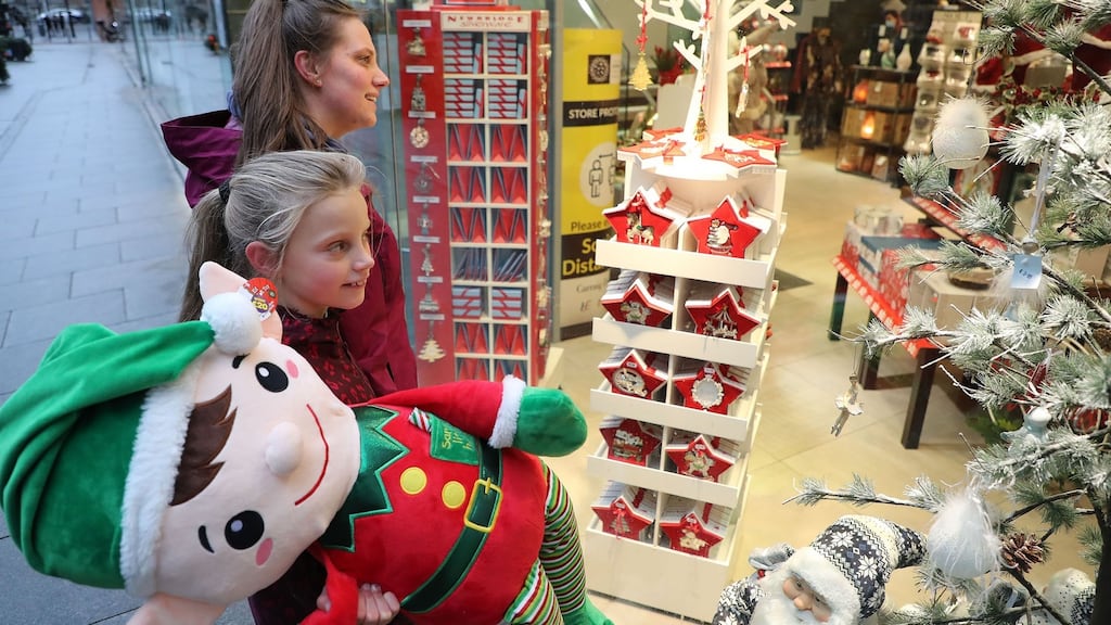 Stacey Leyland and her nine-year-old daughter Kerys Swaine in Dublin city centre on the eve of reopening. Photograph Nick Bradshaw/The Irish Times