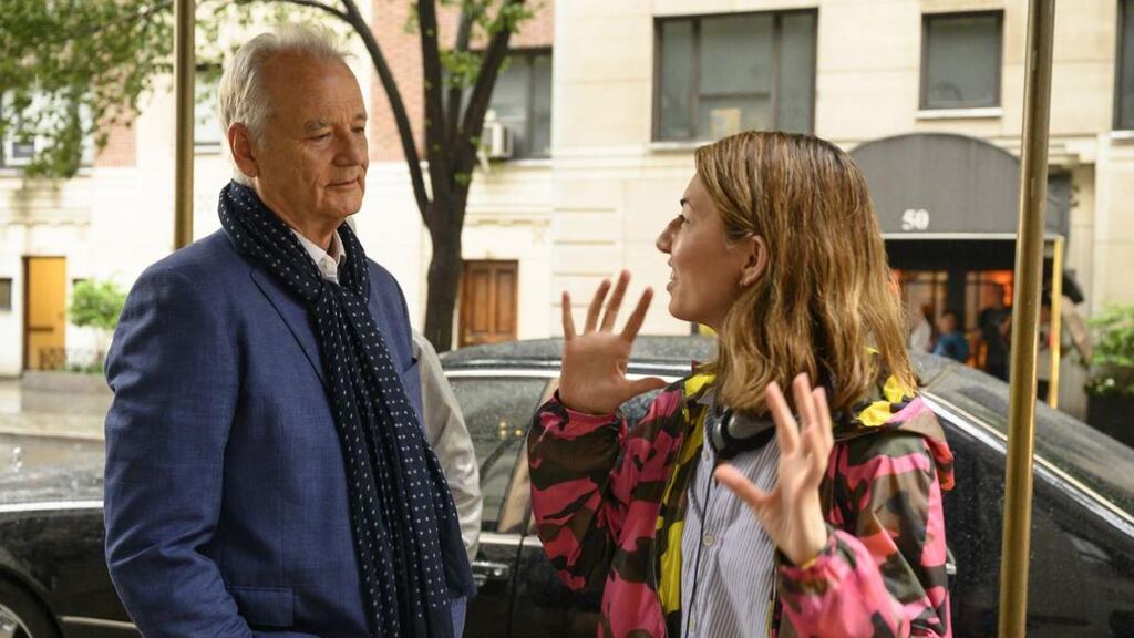 Bill Murray and director Sofia Coppola on the set of On the Rocks