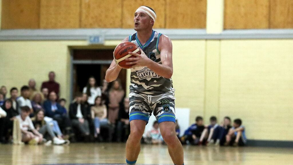Kieran Donaghy lines up a shot for Garveys Tralee Warriors. His club will play C&S Neptune in the Pat Duffy Men’s National Cup Final at the National Basketball Arena in Tallaght. Photograph: Laszlo Geczo/Inpho