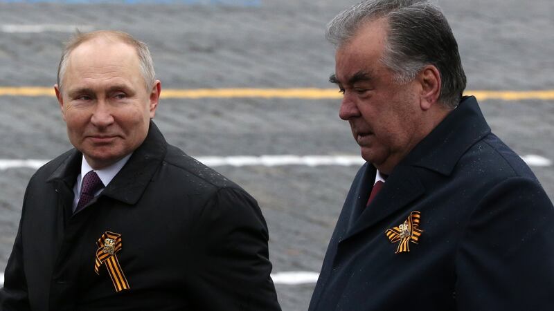 Tajikistan president Emomali Rahmon with his Russian counterpart, Vladimir Putin. Photograph: Mikhail Svetlov/Getty Images