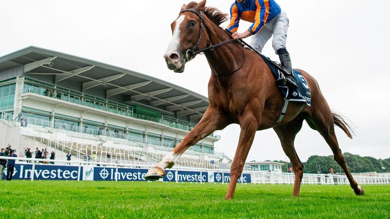 Aidan O’Brien’s filly Love conquered all at Epsom on Saturday. Photograph: Edward Whitaker/Getty/AFP