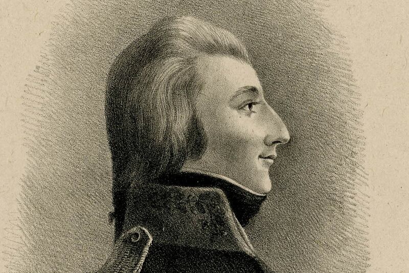 A portrait of Theobald Wolfe Tone, drawn on stone by C Hullmandel