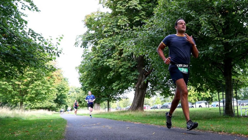 A projection of Leo Varadkar’s personality: the Taoiseach competing in Dublin City Triathlon last weekend. Photograph: Bryan Keane/Inpho