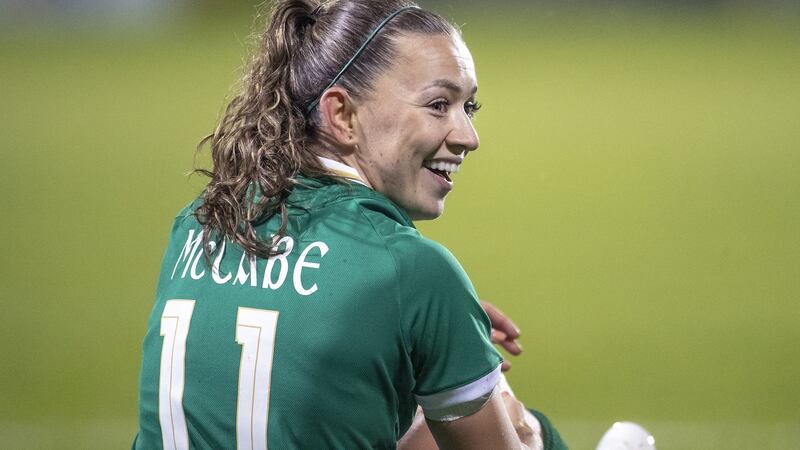 Republic of Ireland’s Katie McCabe during their 11-0 rout of Georgia at Tallaght Stadium on November 30th. Photograph: Tim Clayton/Corbis via Getty Images