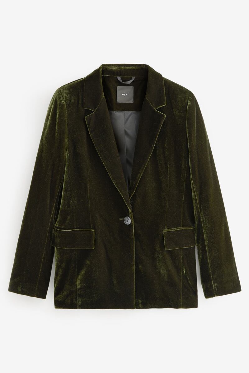 Dark green tailored velvet blazer, €86, Next