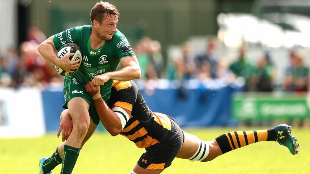 Jack Carty in action against Wasps during the pre-season friendly at Dubarry Park, Athlone. Photograph: James crombie/James Crombie