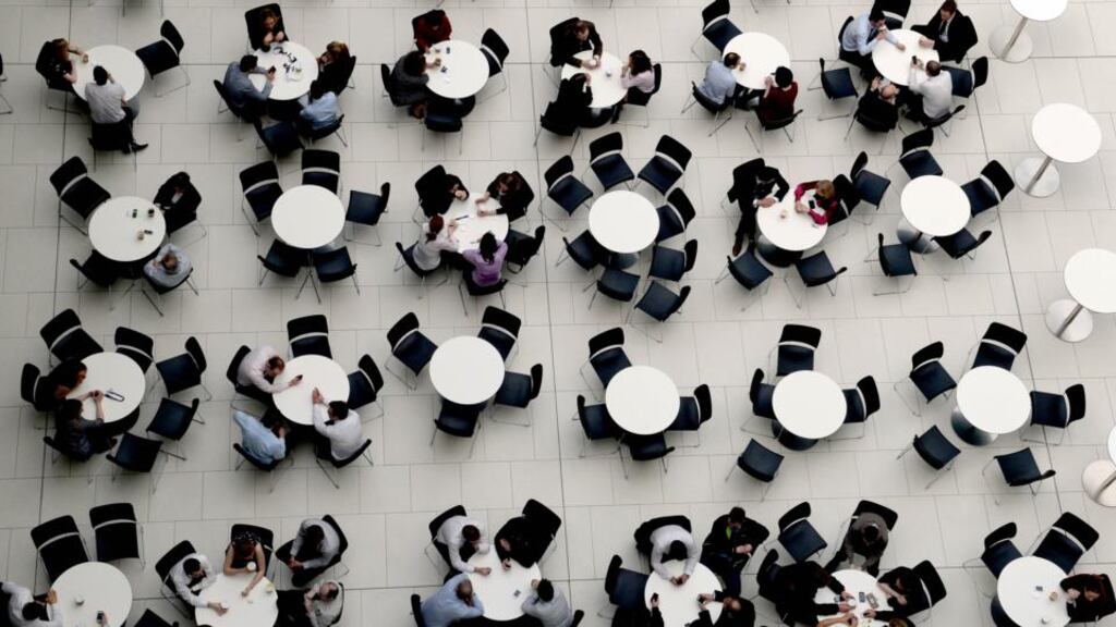 Staff eating lunch in the staff canteen in AIB Bankcentre Ballsbridge. Photograph: David Sleator/The Irish Times