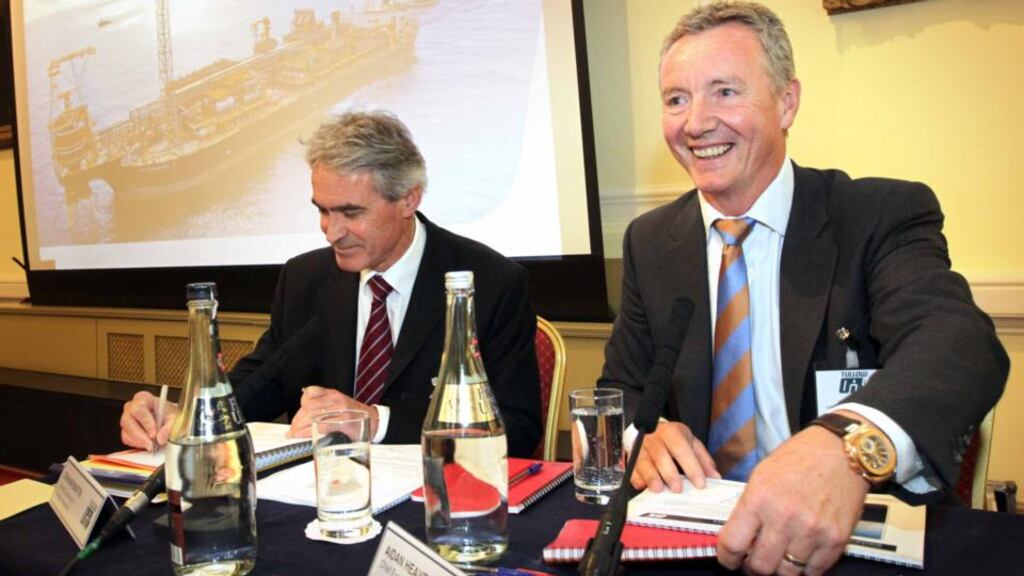 Pictured at the Tullow Oil plc Dubin Shareholders Meeting are Aidan Heavey (right), Chief Executive Officer, and Graham Martin, General Counsel and Company Secretary. Photo: Mark Stedman/Photocall Ireland