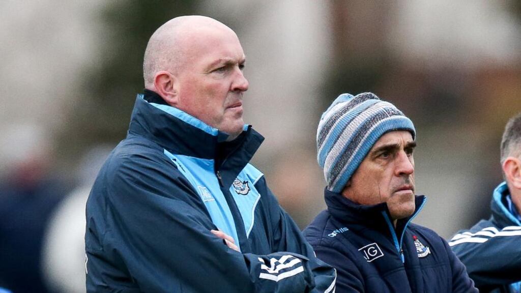 Dublin manager Pat Gilroy and coach Anthony Cunningham. What’s the dynamic there? Is Cunningham calling the shots during a game or is the manager? Photograph: Gary Carr/Inpho