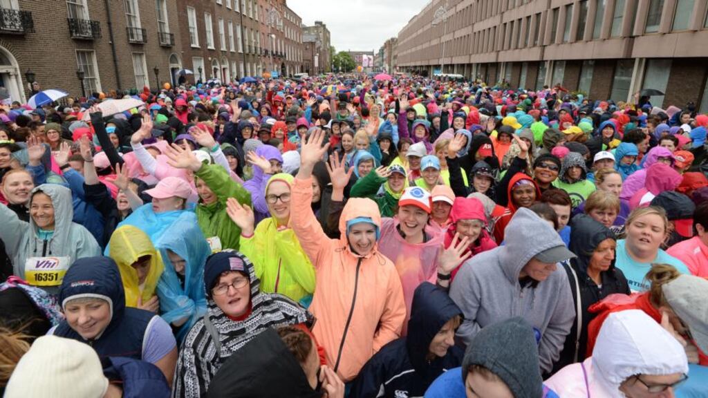 Waiting to start the Women’s Mini Marathon in Dublin. Photograph: Dara Mac Dónaill