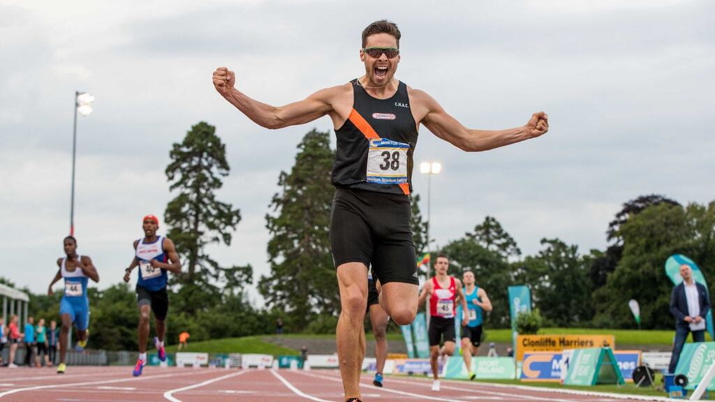 Brian Gregan celebrates winning the Men’s 400m in a new personal best time. Photo: Morgan Treacy/Inpho