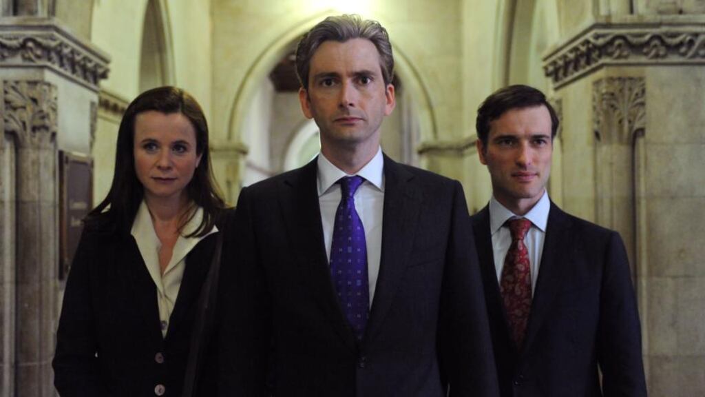 Hair today: Emily Watson, David Tennant and Ed Stoppard in The Politician’s Husband