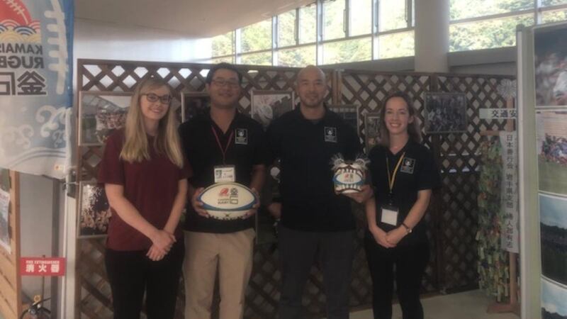 Aisling Barry, Tomoaki Sasaki, Takeshi Nagata and Emily Hallams in Kamaishi.