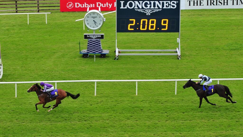 Minding ridden by Ryan Moore wins the Sea The Stars Pretty Polly Stakes  at the Curragh. Photograph:   PA Wire