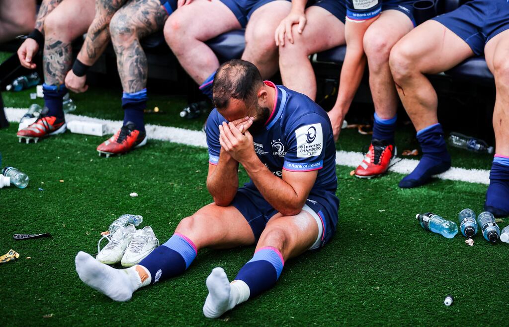Leinster’s Jamison Gibson-Park dejected after the Champions Cup final against Toulouse. Photograph: James Crombie/Inpho