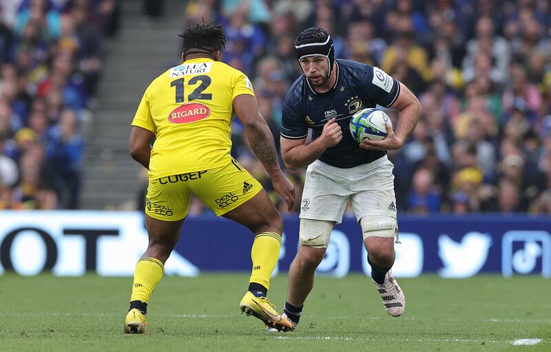 Caelan Doris breaks with the ball during the Heineken Champions Cup Final at the Aviva Stadium. Photograph: David Rogers/Getty Images