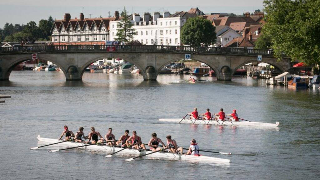 Crews prepare to compete at the Henley Royal Regatta yesterday. Photograph: Matt Cardy/Getty Images