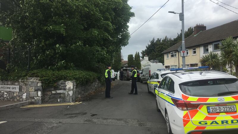 Gardaí at the scene of a fire at a house in Lansdowne Valley, Drimnagh. Photograph: Jack Power