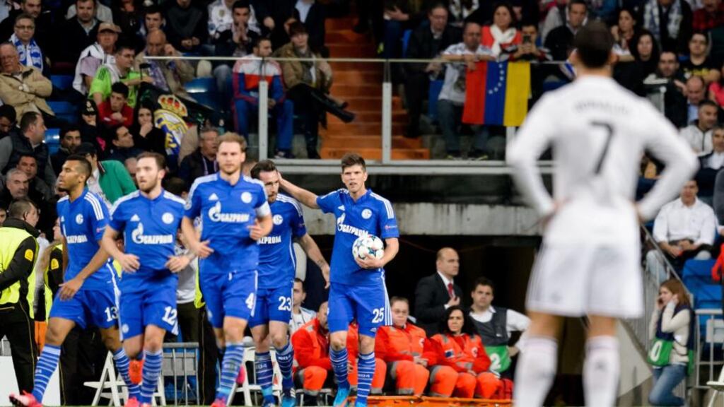 Cristiano Ronaldo was filmed mouthing ’disgrace’ during Real Madrid’s defeat to Schalke. Photograph: Dani Pozodani/Getty Images