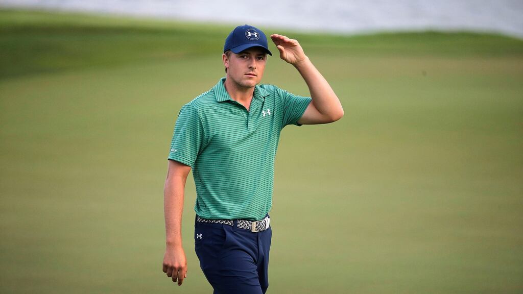 Jordan Spieth of the United States walks off the 18th hole after the final round of the SMBC Singapore Open. Photograph: Wong Maye-E/AP