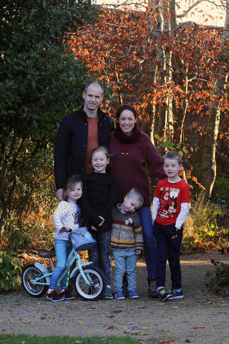 The McKean family - parents Thomas and Marie with Bronagh (4), Clodagh (8), Feilim (2) and Tomas (6). Photograph: Nick Bradshaw