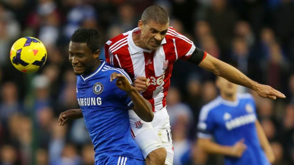 Jonathan Walters is a doubt for Stoke’s home game against Aston Villa with an ankle injury. Photograph: Dave Thompson/PA