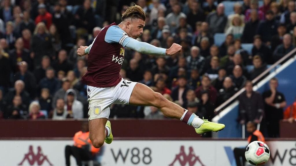Jack Grealish has received his first call-up to the England squad after Marcus Rashford was forced out through injury. Photograph: Paul Ellis/AFP via Getty Images