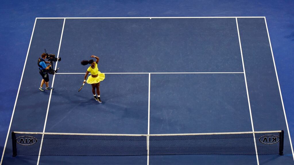 Serena Williams trounced Agnieszka Radwanska in straight sets to reach the Australian Open final. Photograph: Epa