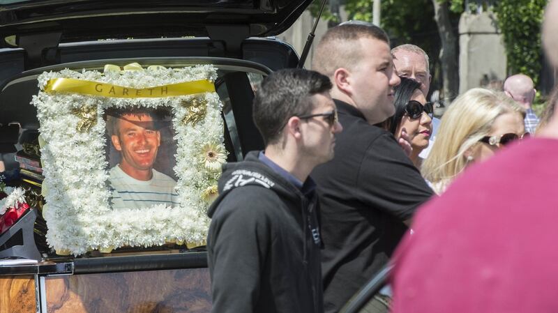 Mourners at the funeral of Gareth Hutch in May 2016.