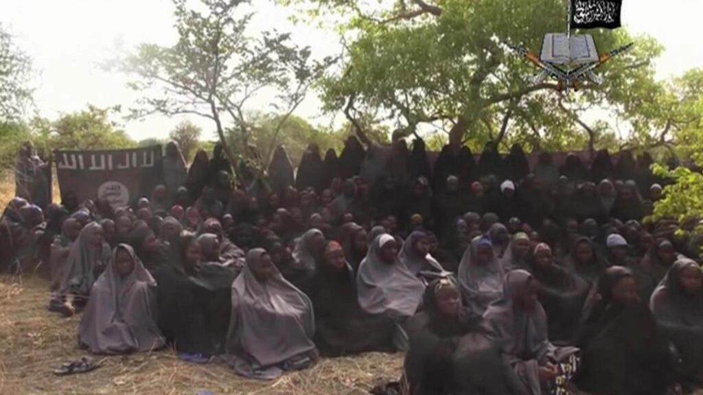 File image taken from video by Nigeria’s Boko Haram terrorist network, shows the alleged missing girls abducted from the northeastern town of Chibok. Refugees from Nigeria come primarily from the north, where they are fleeing the activities Boko Haram. Photograph: AP Photo/File