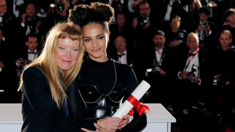 Andrea Arnold with American Honey star Sasha Lane after winning the Jury prize at Cannes. Photograph: Getty