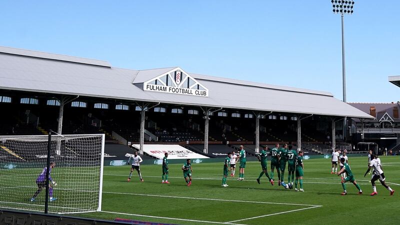 Fulham’s Neeskens Kebano scores against Sheffield Wednesday at Craven Cottage. Photograph: PA
