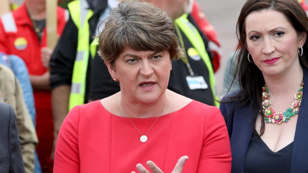DUP leader Arlene Foster speaks to the media last month. File photograph: Paul Faith/AFP/Getty