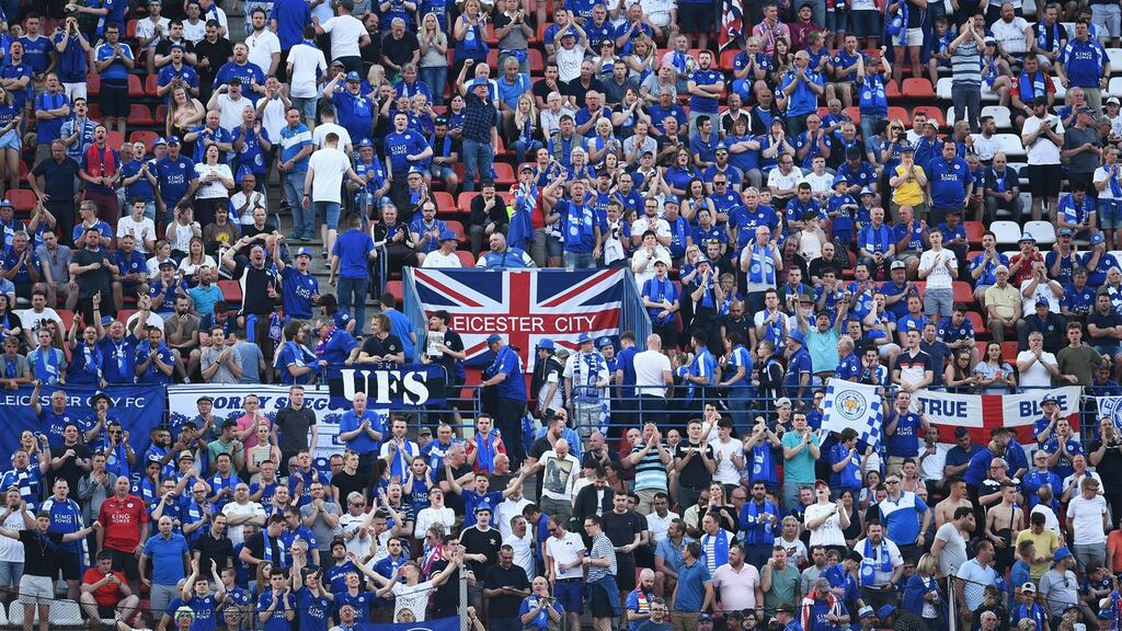 Leicester City fans prior to their Uefa Champions League match against Atletico Madrid at Vicente Calderon. Photograph: Getty Images
