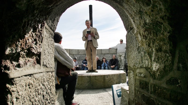 Barry McGovern reading from Ulysses on Bloomsday at the Joyce Tower in Sandycove, Co Dublin, in 2008. Photograph: Eric Luke