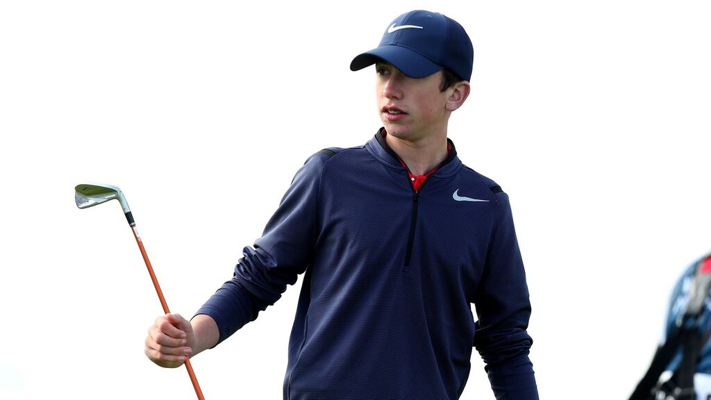 Tom McKibbin:  the  16-year-old from Holywood GC  shot a 68 to secure  one of the 13 places on offer from the regional qualifier for the British Open at  Co Louth GC.  Photograph: Matt Mackey/Presseye/Inpho