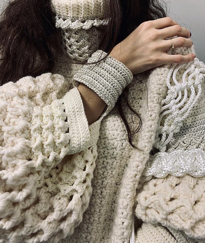 An intricate knit from the talented Galway designer Colin Burke who will be showing his collection on the catwalk at the Fashion Innovation Awards in the Galmont Hotel on March 14th