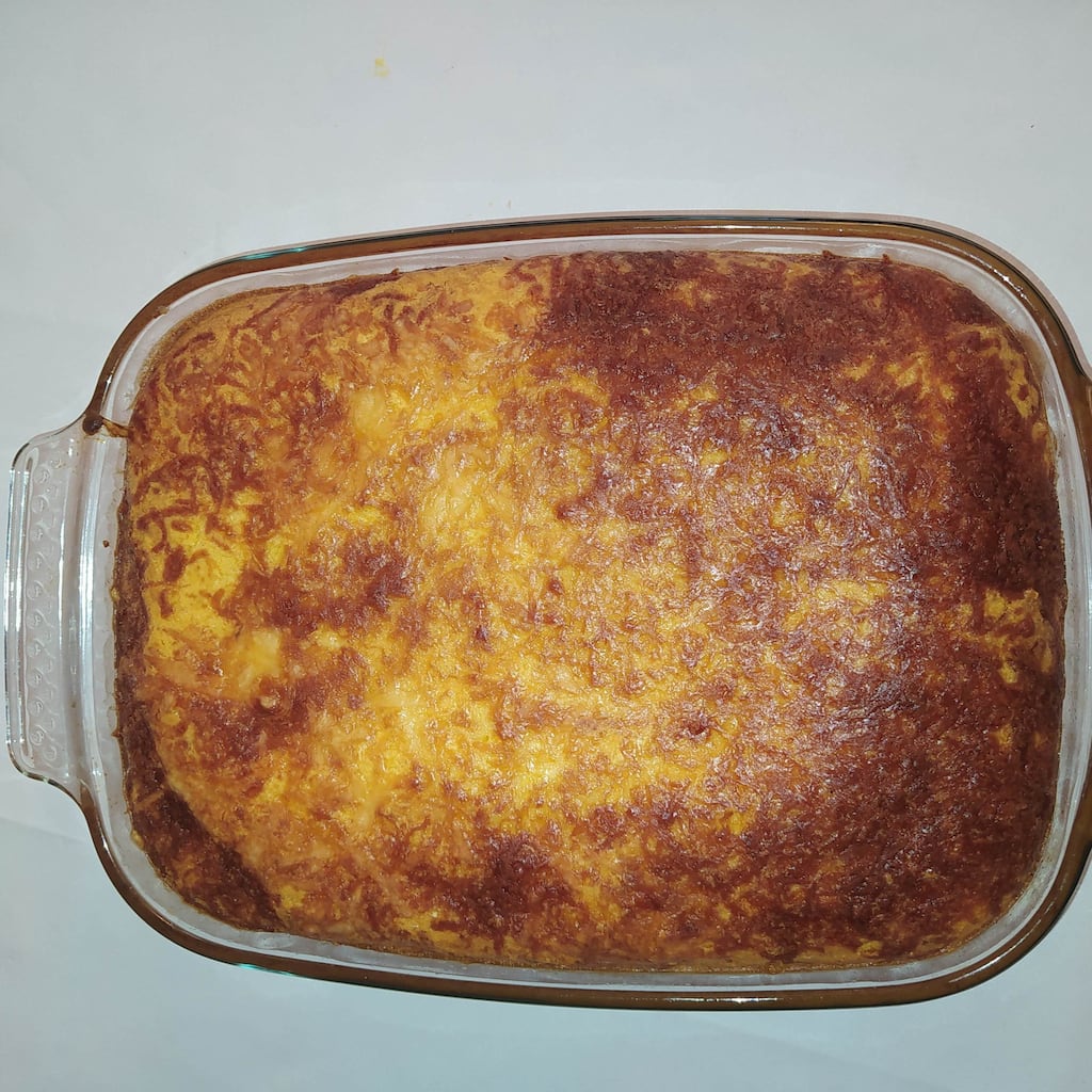 This recipe for this hot corn cake is from Bolivia