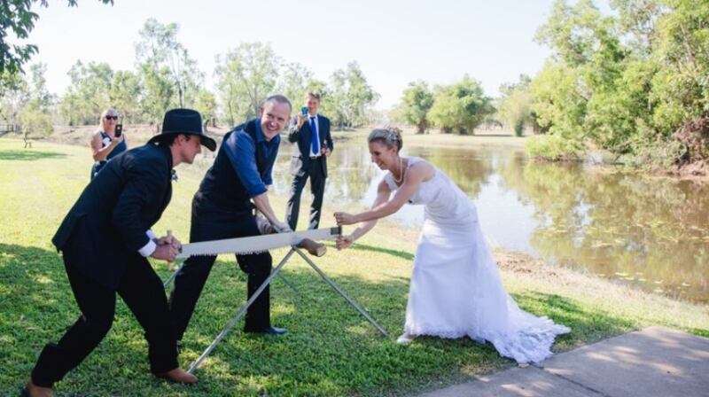 At a recent wedding, Morgan got the bride and groom to saw through a log for “symbolic reasons”. You can insert your own symbolism as you see fit