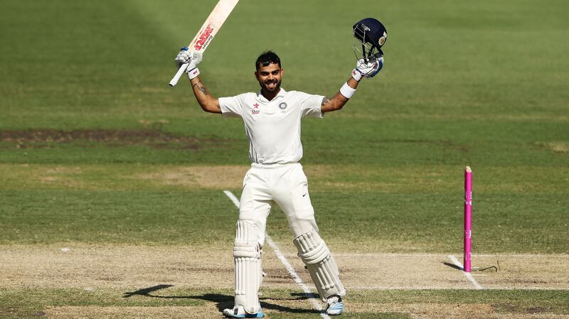 Virat Kohli celebrates a century against Australia in 2015. Photograph: Matt King/Getty