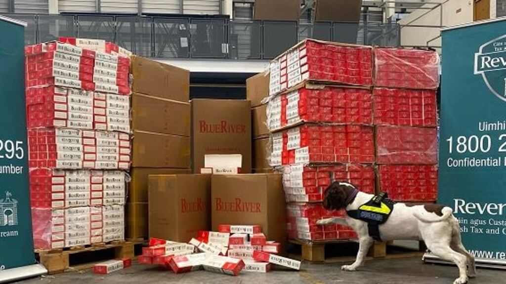 Detective dog Waffle helped sniff out the illicit items that arrived in Ireland on a vessel from Rotterdam.