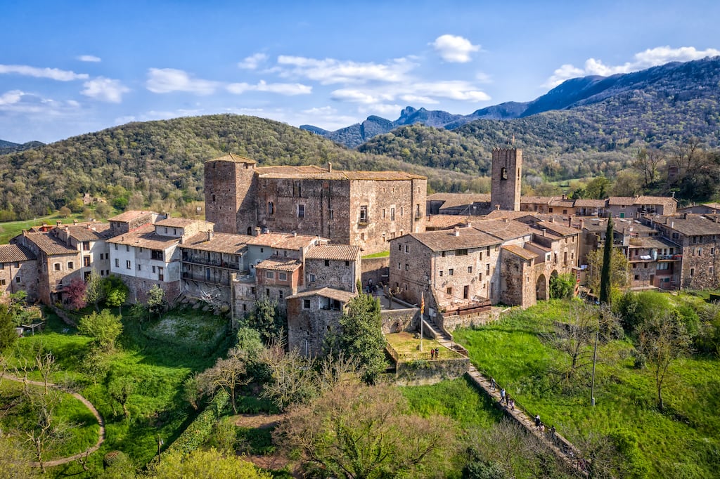 The view of Medieval Village of Santa Pau, La garrotxa, Catalonia, Spain