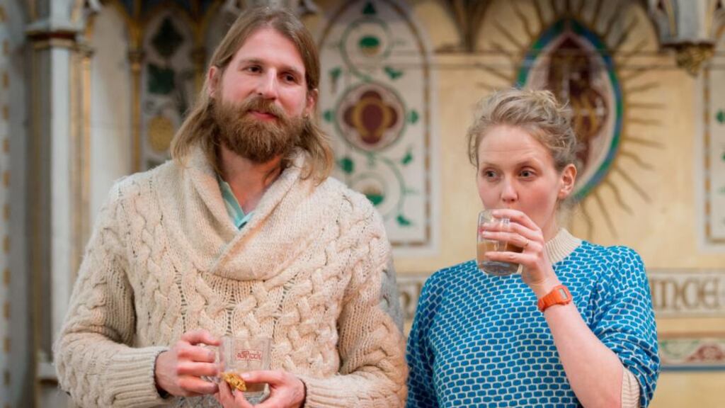 Sanderson Jones and Pippa Evans, co-founders of The Sunday Assembly. Britain’s atheist church is barely three months old but it already has more “worshippers” than can fit into its services. Photograph: AFP/Getty