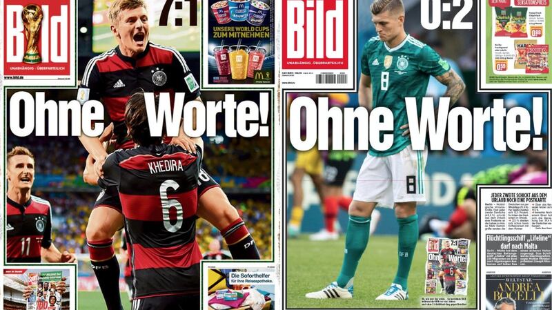“Over and out!”: German newspaper Gild used the same headline after Germany’s defeat to South Korea as they did when the Germans beat Brazil 7-1 in June 2014