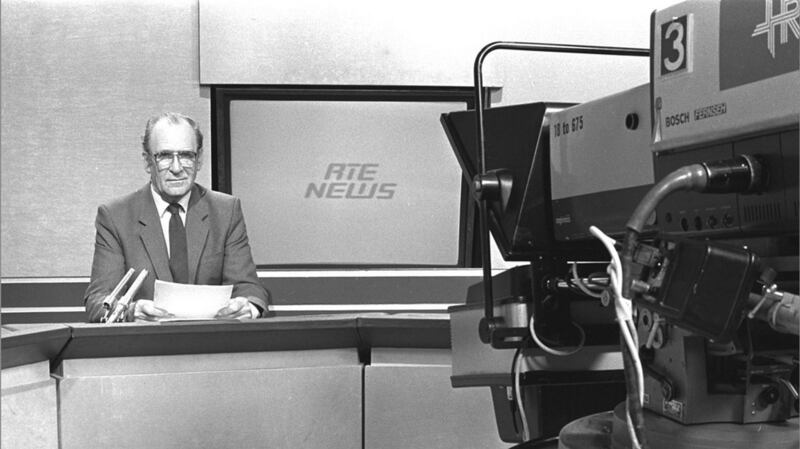 News anchor Charles Mitchel reading a bullitin on RTÉ News.